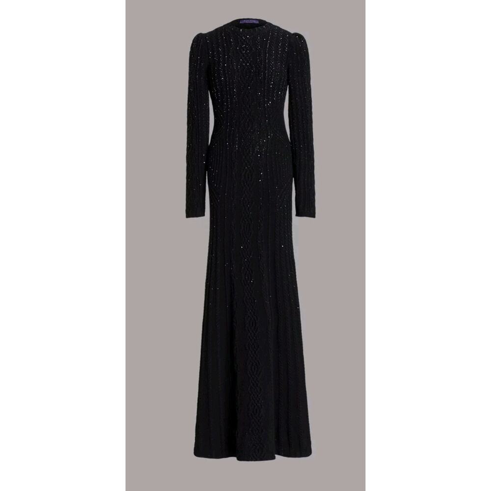 Size:XL Ralph Lauren Purple Label Embellished Cable Sweater Evening Dress